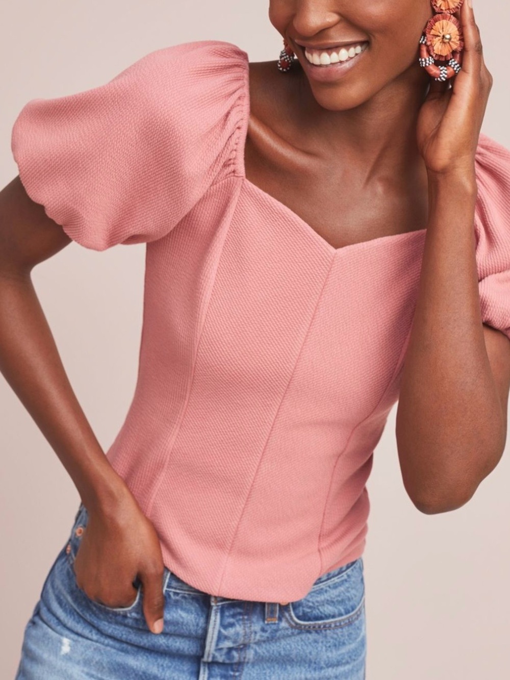 Alice Puff Sleeve Pink Women's Top